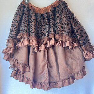 Pirate Steampunk Ruffle Skirt High-Low Victorian Women Brown Skirt Adult M/L